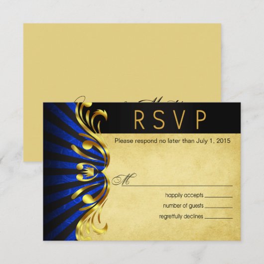 Art Nouveau Vegas RSVP | goudblauw (Voorkant / Achterkant)