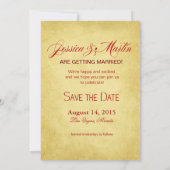 Art Nouveau Vegas Save the Date | Goud rood Kaart (Achterkant)