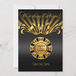 Art Nouveau Vegas Save the Date   Goud zwart