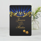 Art Nouveau Vegas Wedding | goudblauw Kaart (Staand voorkant)