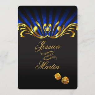 Art Nouveau Vegas Wedding   goudblauw Kaart