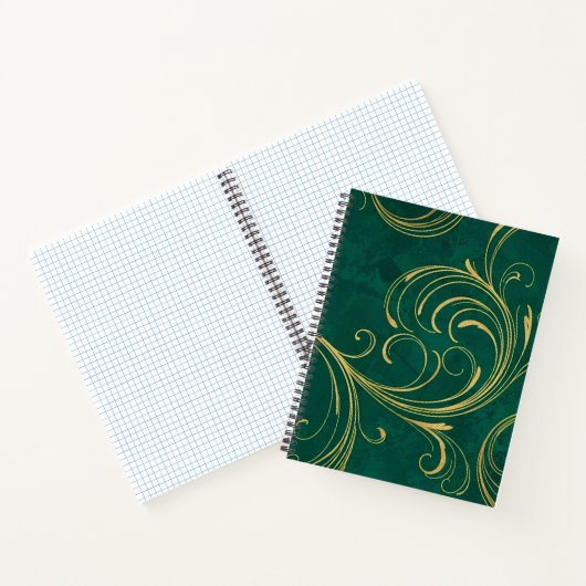 Art Nouveau Verde & Oro Notitieboek (Binnen)