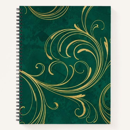 Art Nouveau Verde & Oro Notitieboek (Voorkant)