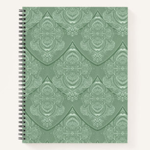 Art Nouveau-verenpatroon in groen Notitieboek