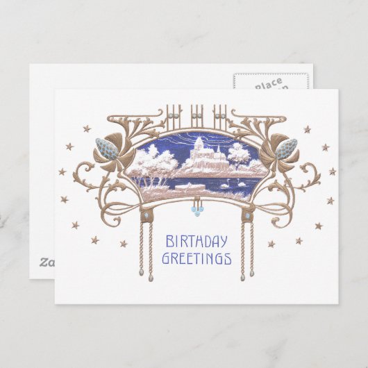 Art Nouveau verjaardag Briefkaart (Voorkant / Achterkant)