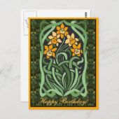 Art Nouveau Verjaardag Daffodils (gepersonaliseerd Briefkaart (Voorkant / Achterkant)