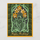 Art Nouveau Verjaardag Daffodils (gepersonaliseerd Briefkaart (Voorkant)