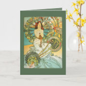 Art Nouveau Verjaardag Kaart (Gele Bloem)