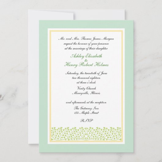 Art Nouveau verlaat op wijnstokken bruiloft Kaart (Voorkant)