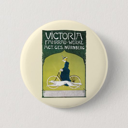  Art Nouveau, Victoria Fahrrad Werke, Rehm Ronde Button 5,7 Cm (Voorkant)