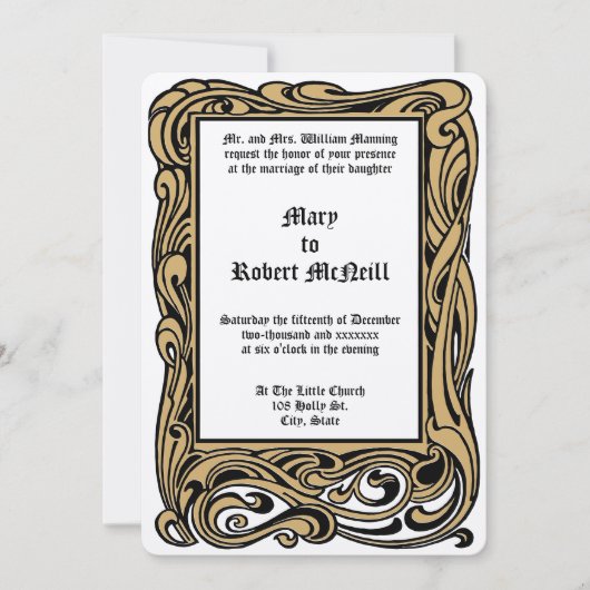 Art Nouveau Victoriaans Era 1901 Foliage Wedding Kaart (Voorkant)