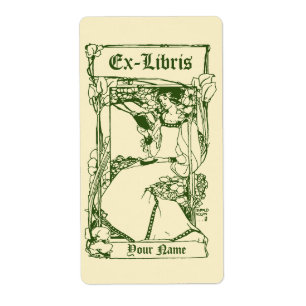 Art Nouveau Victoriaans Era Ex Libris Lady Sjabloo Etiket