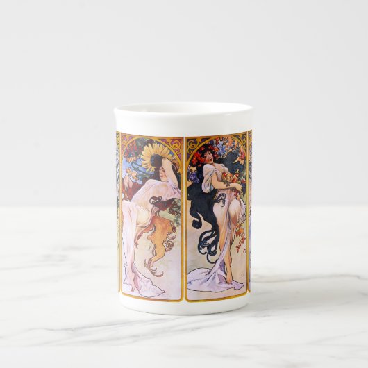 Art Nouveau Vier Seizoenen Bone China Mok (Voorkant)