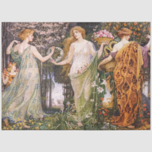 Art Nouveau vier seizoenen door Walter Crane Tissuepapier