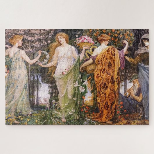  Art Nouveau Vier Seizoenen van Walter Crane Legpuzzel (Horizontaal)