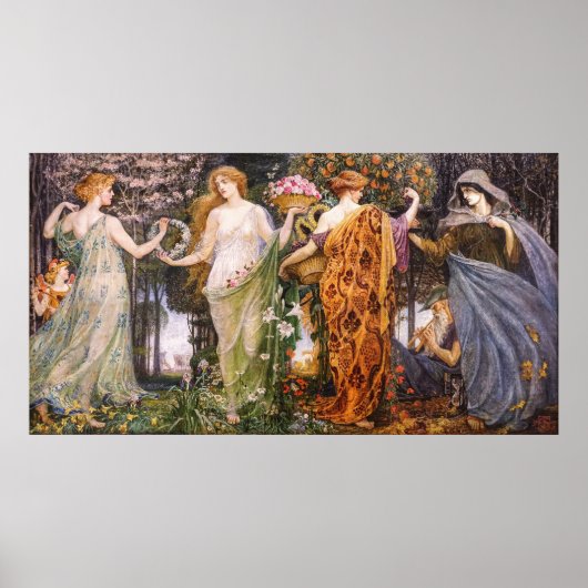  Art Nouveau Vier Seizoenen van Walter Crane Poster (Voorkant)