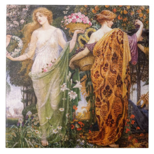  Art Nouveau Vier Seizoenen van Walter Crane Tegeltje