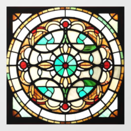 Art Nouveau Vierkant Ronde AI Art Window Cling Raamsticker