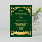  Art Nouveau Vine Border & Banner Wedding Folie Uitnodiging (Staand Voorkant)