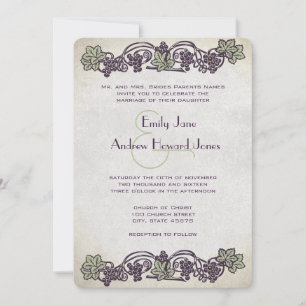 Art Nouveau  Vineyard Wedding Invites Kaart