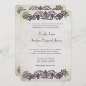 Art Nouveau  Vineyard Wedding Invites Kaart (Voorkant / Achterkant)