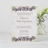 Art Nouveau  Vineyard Wedding Invites Kaart (Staand voorkant)