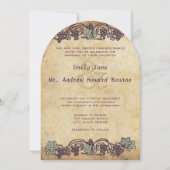 Art Nouveau Vineyard Wedding Kaart (Voorkant)