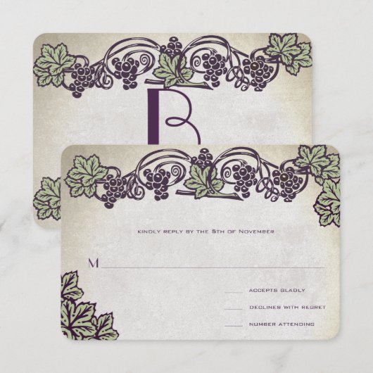 Art Nouveau  Vineyard Wedding RSVP (Voorkant / Achterkant)