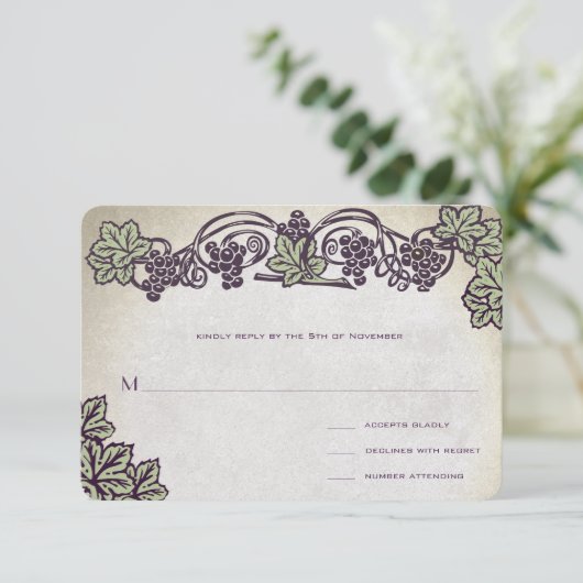 Art Nouveau  Vineyard Wedding RSVP (Staand voorkant)