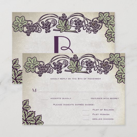 Art Nouveau  Vineyard Wedding RSVP (Voorkant / Achterkant)