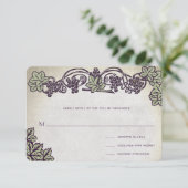 Art Nouveau Vineyard Wedding RSVP Kaartje (Staand voorkant)
