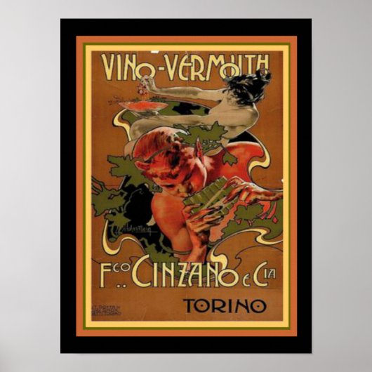 Art Nouveau Vino-Vermouth 12 x 16 Poster (Voorkant)