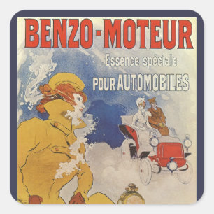 Art Nouveau vintage, Benzo Moteur van Jules Cheret Vierkante Sticker