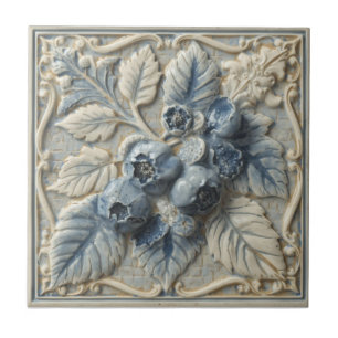 Art Nouveau Vintage Blauwe Bosbessen lichtblauwe b Tegeltje