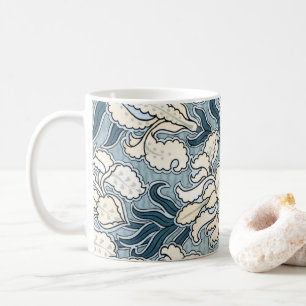 Art Nouveau vintage, blauwe tuin iris bloemen Koffiemok