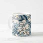 Art Nouveau vintage, blauwe tuin iris bloemen Koffiemok (Voorkant links)