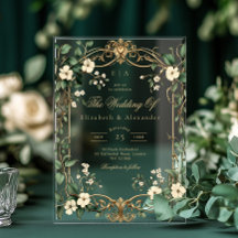 Art Nouveau Vintage Bloemrijke Groene en gouden Br