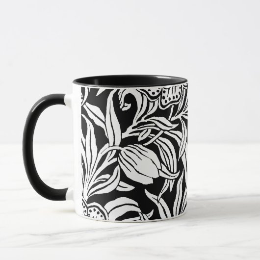 Art Nouveau Vintage Botanical Floral Pattern  Mok (Links)
