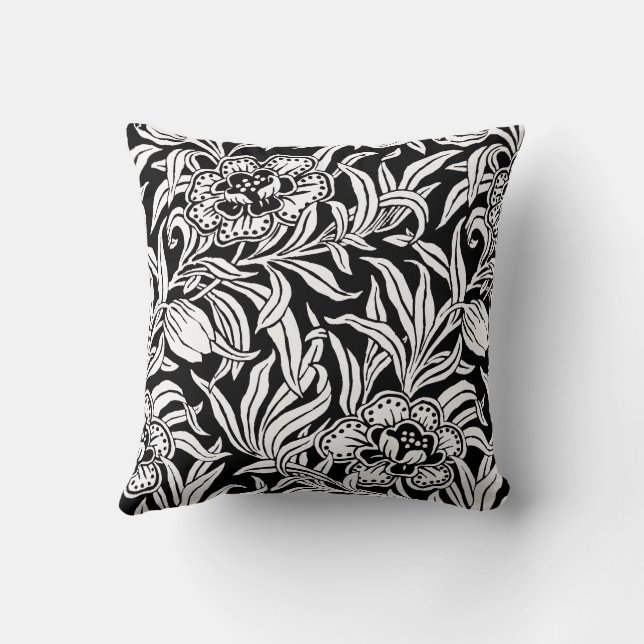 Art Nouveau Vintage Botanische Bloemmotief  Kussen (Achterkant)