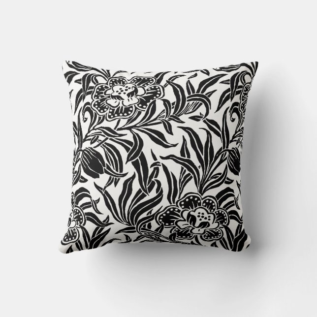 Art Nouveau Vintage Botanische Bloemmotief  Kussen (Achterkant)