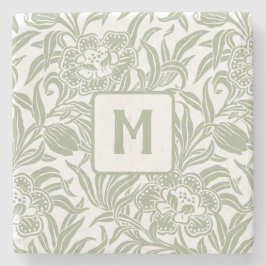 Art Nouveau Vintage Botanische Bloempatroon  Stenen Onderzetter