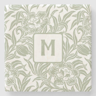 Art Nouveau Vintage Botanische Bloempatroon  Stenen Onderzetter