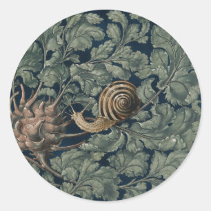 Art Nouveau Vintage Botanische Slak Antiek Ronde Sticker