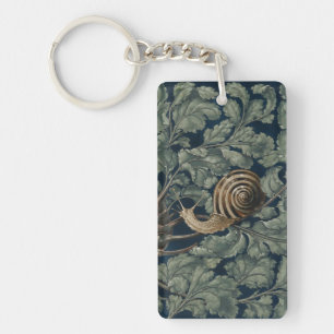 Art Nouveau Vintage Botanische Slak Antiek Sleutelhanger