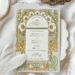 Art Nouveau Vintage Bruiloft Folie Accenten Folie Uitnodiging<br><div class="desc">Omarm de elegantie van een vervlogen tijdperk met deze prachtige Art Nouveau-geïnspireerde huwelijksuitnodiging. Met ingewikkelde bloemenpatronen en sierlijke lijnen die doen denken aan de klassieke design van Alphonse Mucha, is deze uitnodiging versierd met luxueuze gouden folie accenten die het gedetailleerde kunstwerk benadrukken. De voorkant toont een prachtige mix van groen,...</div>