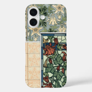Art Nouveau Vintage, Columbine Aquilegia Bloemen iPhone 16 Hoesje