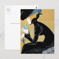 Art Nouveau vintage, dame drinkt Marco Polo thee