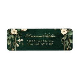 Art Nouveau Vintage Emerald Wedding Return Address Etiket