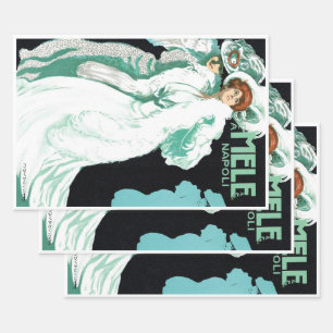 Art Nouveau vintage, Italiaanse mode, elegante vro Inpakpapier Vel