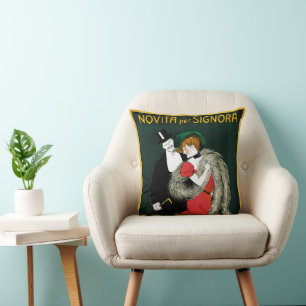 Art Nouveau vintage, Italiaanse mode liefdesromant Kussen